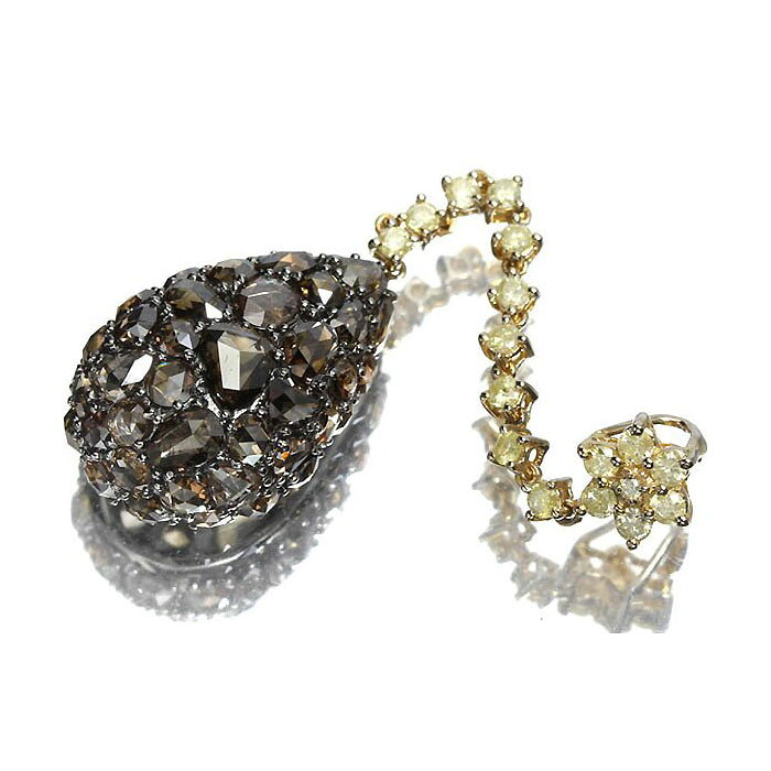 Rakuten - 《Diamond》上質ローズカット ブラウンダイヤ 天然イエローダイヤ K18 K18WG 超高級ペンダントヘッド ネックレス ソーティング付き