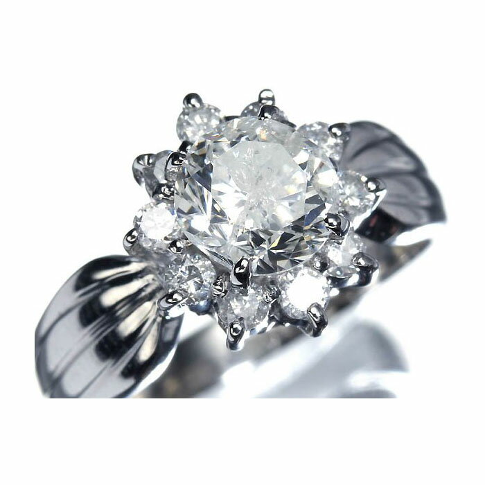 Rakuten - ≪DIAMOND≫ 天然ダイヤモンド 大粒1.04ct 上質脇石ダイヤモンド 総計0.32ct Pt900 超高級リング 8号 リング 指輪
