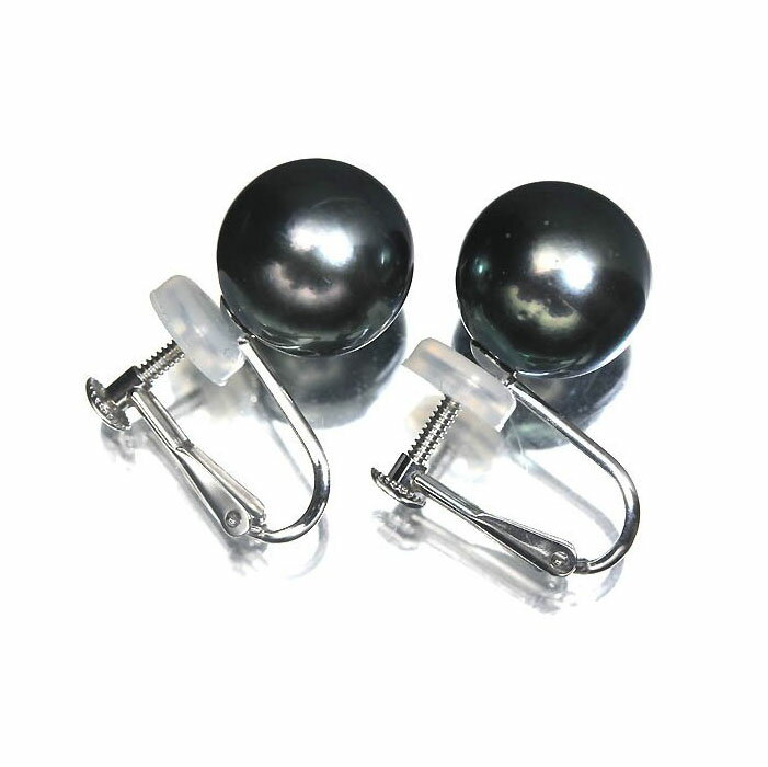 Rakuten - ≪Pearl≫ 黒蝶真珠 大粒 約12.6mm珠 /12.6mm珠 K14WG 高級イヤリング パール 南洋真珠
