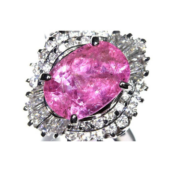 Rakuten - ≪Sapphire≫ 天然非加熱ピンクサファイア 特大3.86ct 上質ダイヤモンド 総計0.83ct Pt900 超高級リング 13号 リング 指輪 ソーティング付