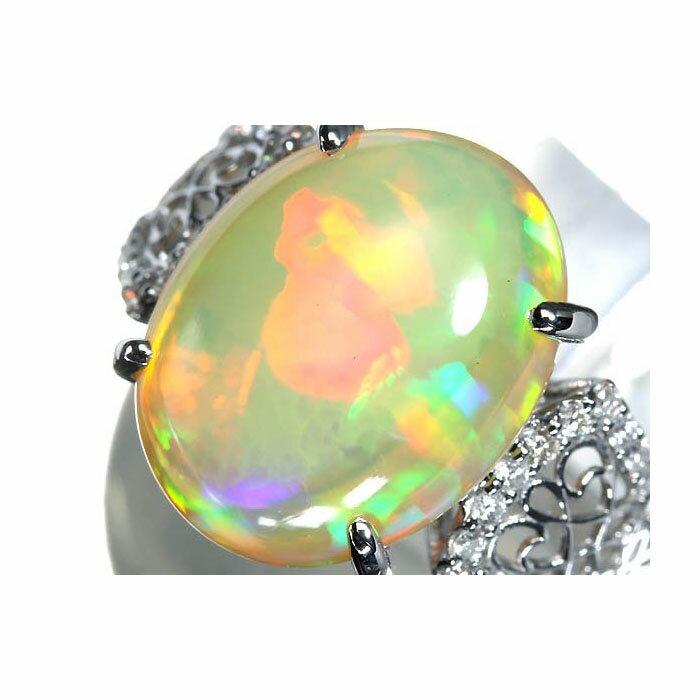 Rakuten - ≪opal≫ 魅惑の遊色!! 上質オパール 大粒4.66ct 上質ダイヤモンド Pt900 高級リング ダイヤ 指輪