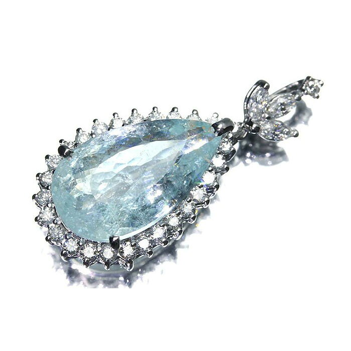 乐天商城 - 《Paraiba Tourmaline》上質パライバトルマリン 超特大9.68ct 上質ダイヤモンド 総計1.45ct K18WG 超高級ペンダントヘッド ネックレス ダイヤ