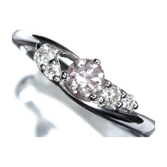 Rakuten - 《Diamond》エステール 上質ピンクダイヤモンド 0.19ct 上質脇石クリアダイヤ K18WG 高級リング 5号 ピンクダイヤ リング 指輪