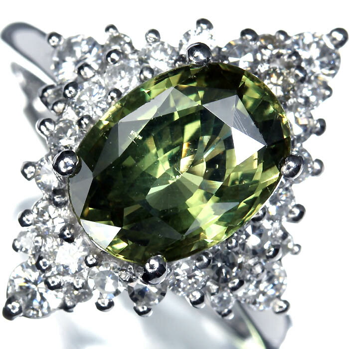 Rakuten - 《Alexandrite》上質アレキサンドライト 特大3.298ct 上質ダイヤモンド 総計0.81ct Pt900 超高級リング 13.5号 リング 指輪 ソーティング付