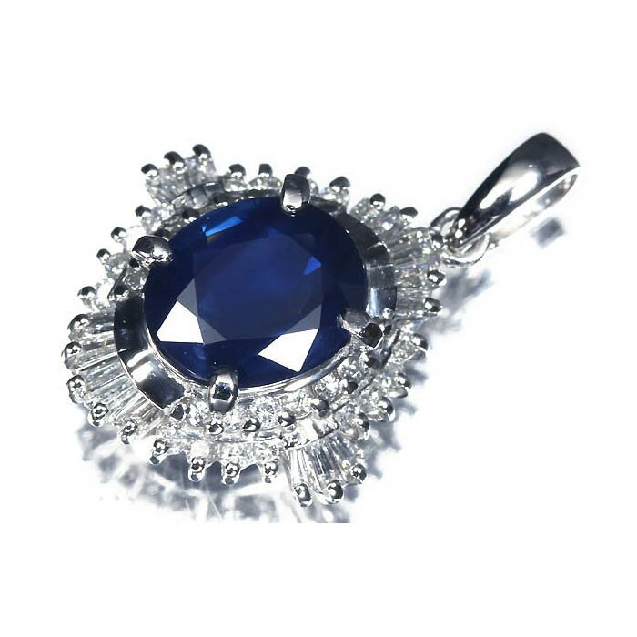 乐天商城 - 《Sapphire》上質サファイア 大粒2.04ct 上質ダイヤモンド 総計0.5ct Pt900 超高級ペンダントヘッド ダイヤ ジュエリー