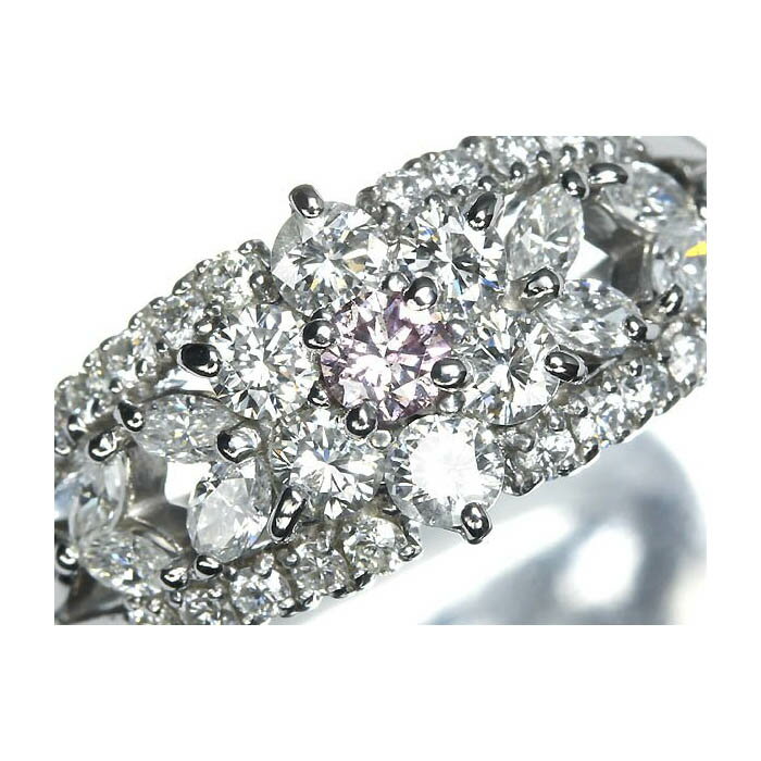 Rakuten - 《Diamond》天然無処理 上質ピンクダイヤ 0.127ct 上質クリアダイヤ 総計0.99ct Pt900 超高級リング 14号 リング 指輪