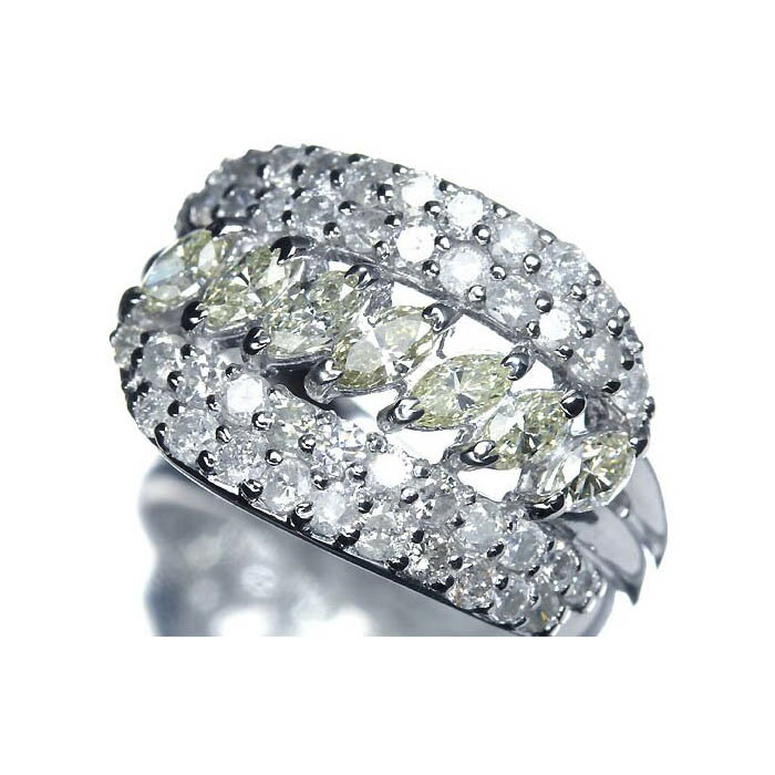 乐天商城 - 《Diamond》豪華! 上質イエローダイヤモンド 天然クリアダイヤ 総計1.5ct Pt900 超高級リング 10号 ダイヤ リング 指輪