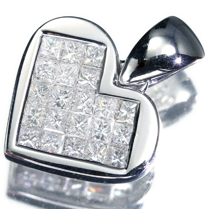 Rakuten - 《Diamond》上質なダイヤモンド 総計0.91ct K18WG 超高級ペンダントヘッド ミステリーセッティング ネックレス ダイヤ ジュエリー