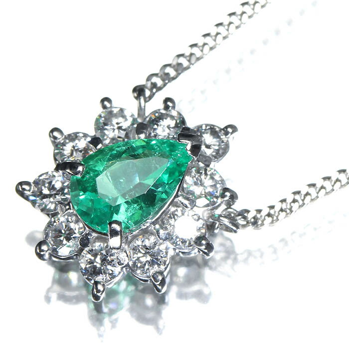 Rakuten - 《Emerald》上質エメラルド 0.5ct 上質ダイヤモンド Pt900 Pt850 超高級ネックレス 41.0cm ダイヤ ジュエリー