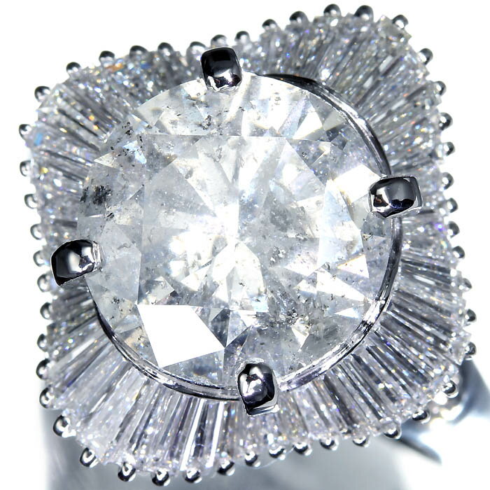 Rakuten - 《Diamond》豪華! 天然ダイヤモンド 超特大5.654ct! 上質脇石ダイヤ 総計1.49ct Pt900 超高級リング 18.5号 指輪 リング 宝石鑑別書付