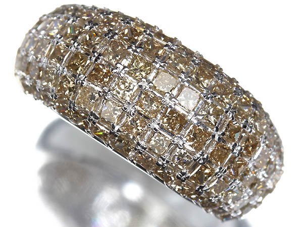 Rakuten - 《Diamond》 上質ブラウンダイヤモンド 総計2.00ct!! K18WG 超高級リング 15号 ブラウンダイヤ リング 指輪