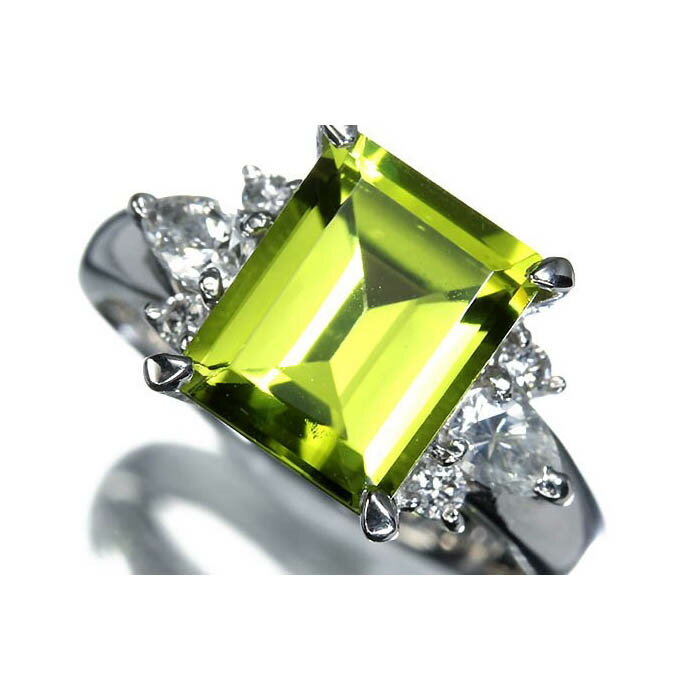 乐天商城 - 《Peridot》上質ペリドット 大粒3.32ct 上質ダイヤモンド Pt900 超高級リング ダイヤ 11.5号 リング 指輪 ソーティング付