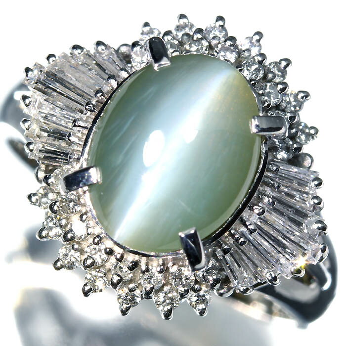 Rakuten - 《Chrysoberyl》上質クリソベリルキャッツアイ 3.79ct 上質ダイヤモンド Pt900 高級リング ダイヤ 11号 指輪 リング