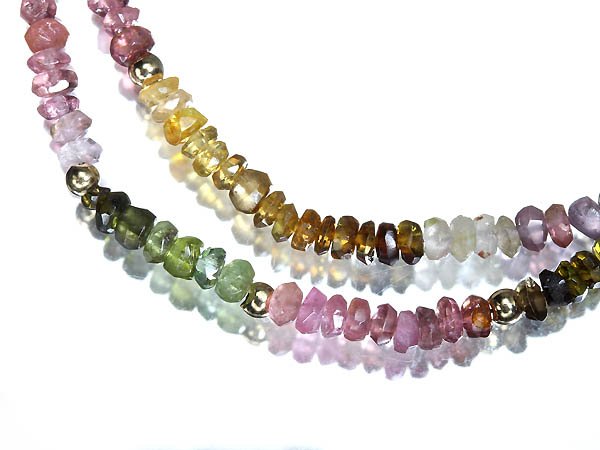 Rakuten - ≪Tourmaline≫ マルチカラーの輝き!!! 天然トルマリン K18 高級 ビーズ ネックレス 47.0cm ジュエリー