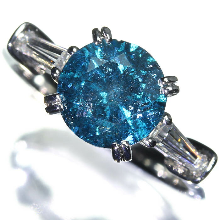 Rakuten - 《DIAMOND》天然ブルーダイヤモンド 特大2.014ct 上質脇石ダイヤ Pt950 超高級リング 10.5号 ブルーダイヤ 指輪 リング