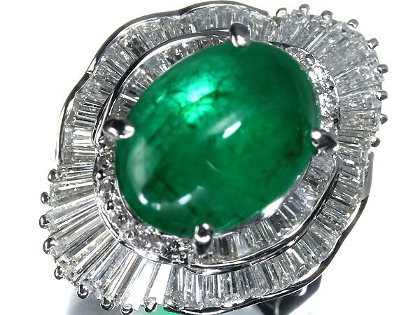 Rakuten - ≪Emerald≫ 天然エメラルド 特大5.97ct 上質ダイヤモンド 総計1.92ct Pt900 超高級リング 12.5号 ダイヤ 指輪 リング