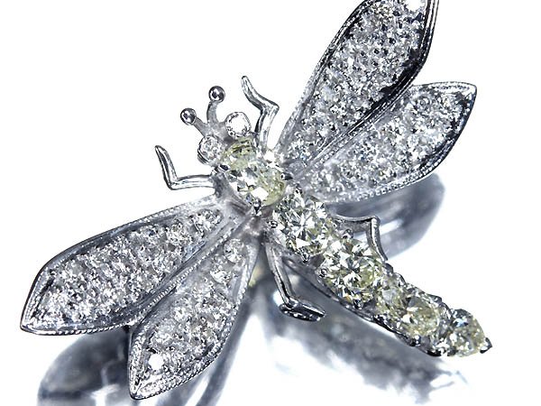 Diamond - 《Diamond》上質イエローダイヤ 0.93ct 上質脇石ダイヤ 総計0.5ct K18WG 超高級ブローチ ドラゴンフライ ダイヤ ジュエリー