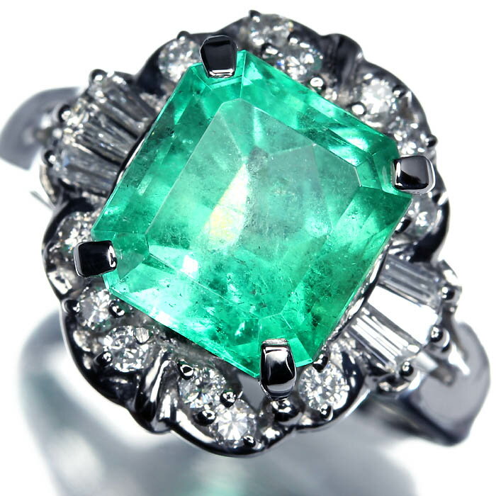 Rakuten - 《Emerald》豪華絢爛!! 極上エメラルド 大粒2.74ct 極上ダイヤモンド Pt900 超高級リング 13号 ダイヤ リング 指輪