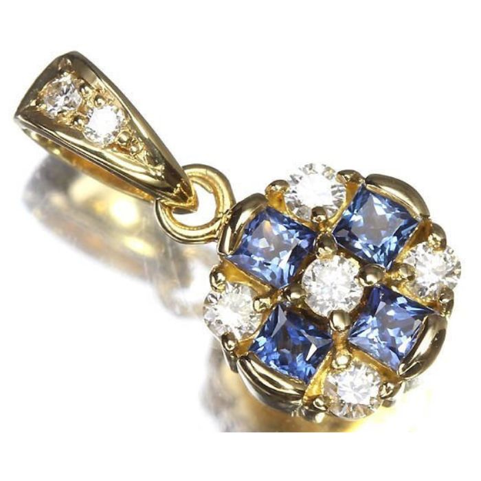 ≪Sapphire≫ 鮮やかな色彩!! 上質サファイア 上質ダイヤモンド K18 高級ペンダントヘッド ネックレス プレゼント ギフト ゴールド