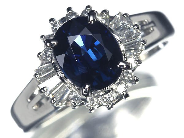 RK宝石の≪Sapphire≫ 濃厚カラー!! サファイア 大粒1.24ct!! ダイヤモンド Pt900 高級リング 8号 ダイヤ｜アングル2
