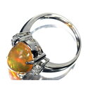 ≪opal≫ 魅惑の遊色! ファイアオパール 大粒4.23ct ダイヤモンド Pt900 高級リング ダイヤ 10.5号リング 指輪