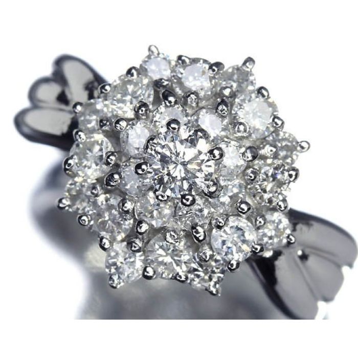 Rakuten - 《Diamond》豪華絢爛!! ダイヤモンド 総計1.00ct!! Pt900 高級リング ダイヤ 9号リング 指輪 プラチナ