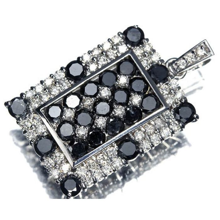 乐天商城 - ≪Diamond≫ブラックダイヤモンド 1.87ct クリアダイヤ 0.63ct K18WG 超高級ペンダントヘッド ネックレス