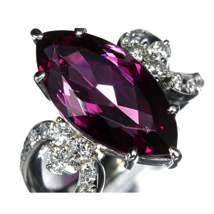 Rakuten - 《garnet》艶やかな輝き!! ガーネット 特大6.97ct!! ダイヤモンド Pt900 超高級リング ダイヤ 11.5 号リング 指輪 プラチナ