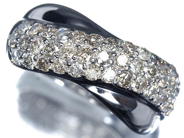 Rakuten - 《Diamond》豪華!! ブラウンダイヤモンド 総計1.00ct!! K18WG 高級リング ブラウンダイヤ パヴェ 12号リング 指輪