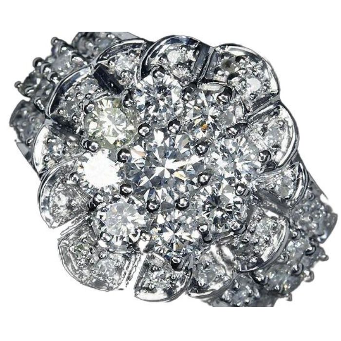 Rakuten - 《Diamond》 豪華絢爛!! ダイヤモンド 総計1.31ct!! Pt900 超高級リング ダイヤ 15号リング 指輪