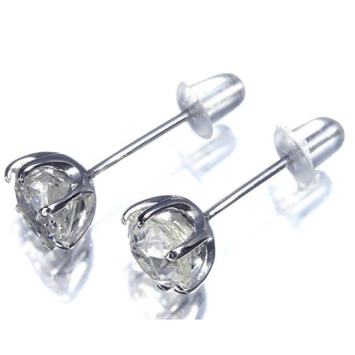 Rakuten - ≪DIAMOND≫ 上質ダイヤモンド 特大 1.02ct / 1.01ct K18WG 超高級 一粒ダイヤ ピアス ホワイトゴールド