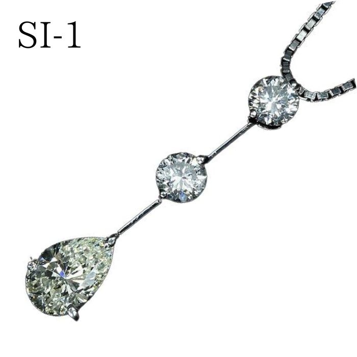 Rakuten - 《DIAMOND》SI-1 ダイヤモンド 特大1.008ct 脇石ダイヤ Pt900 Pt850 超高級トリロジー ネックレス ソーティング付