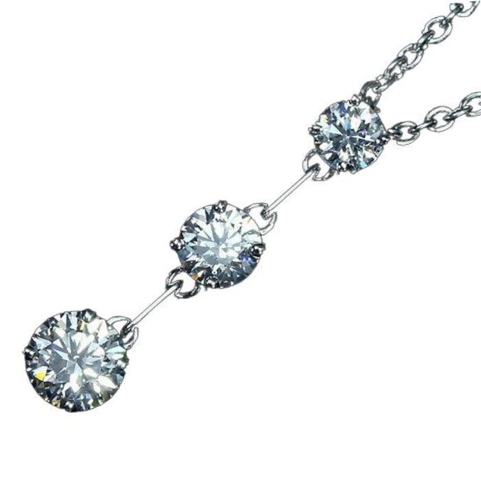Rakuten - 《DIAMOND》VS-2 H&C ダイヤモンド 大粒0.544ct SI-1 ダイヤ 2石 Pt900 超高級 トリロジーネックレス ソーティング付