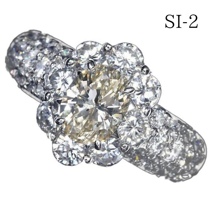 Rakuten - 《DIAMOND》SI-2 ブラウンダイヤモンド 特大1.058ct!! クリアダイヤ 1.41ct Pt900 超高級リング ダイヤ 12号リング 指輪 グレーディングレポート付