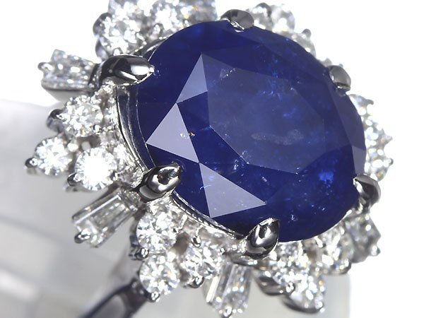 《Sapphire》ロイヤルブルー サファイア 特大6.95ct ダイヤモンド 0.75ct Pt900 超...