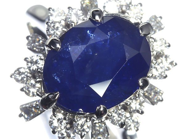《Sapphire》ロイヤルブルー サファイア 特大6.95ct ダイヤモンド 0.75ct Pt900 超...