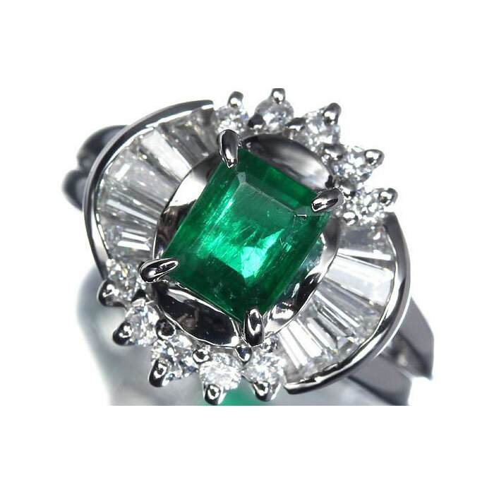Rakuten - ≪Emerald≫ ジュエリーマキ 上質エメラルド 大粒0.8ct 上質ダイヤモンド Pt850 超高級リング 9号 リング 指輪