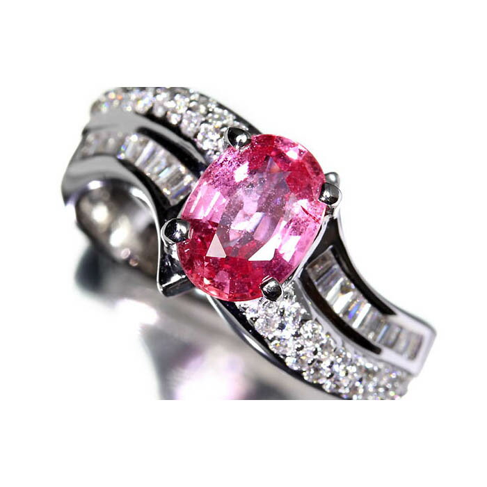 Rakuten - ≪Sapphire≫ 希少宝石 上質パパラチャサファイア 大粒1.493ct 上質ダイヤモンド 総計0.55ct K18WG 超高級リング 10号 リング 指輪 ソーティング付