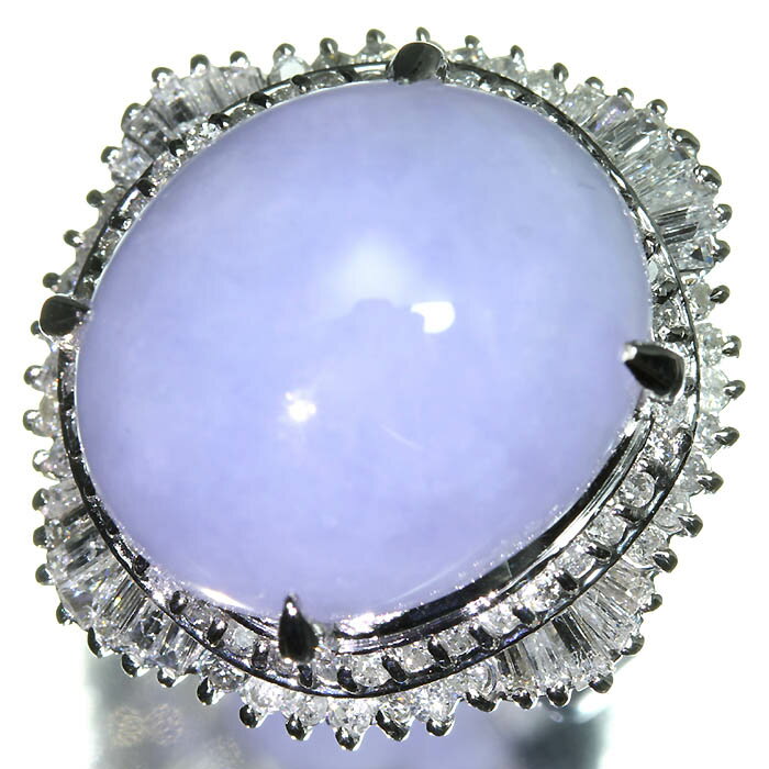 Rakuten - ≪Jade≫ 樹脂含浸なし 天然ラベンダー翡翠 特大19.934ct 上質ダイヤモンド 総計1.02ct Pt900 超高級リング 12.5号 リング 指輪 ソーティング付