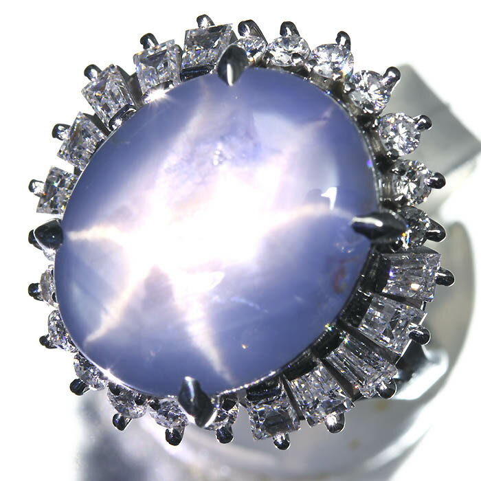 Rakuten - ≪Sapphire≫ 天然非加熱スターサファイア 特大13.7ct 上質ダイヤモンド 総計1.59ct Pt850 超高級リング 13号 ダイヤ 指輪 リング