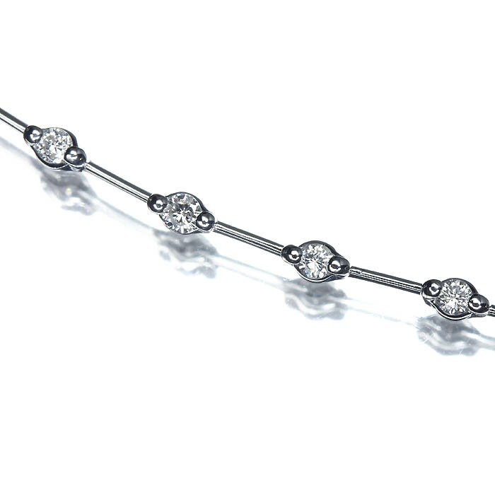 Rakuten - ≪DIAMOND≫ 豪華!! ダイヤモンド 総計1.00ct! K18WG 超高級 ステーション ブレスレット ダイヤ 18.0cm