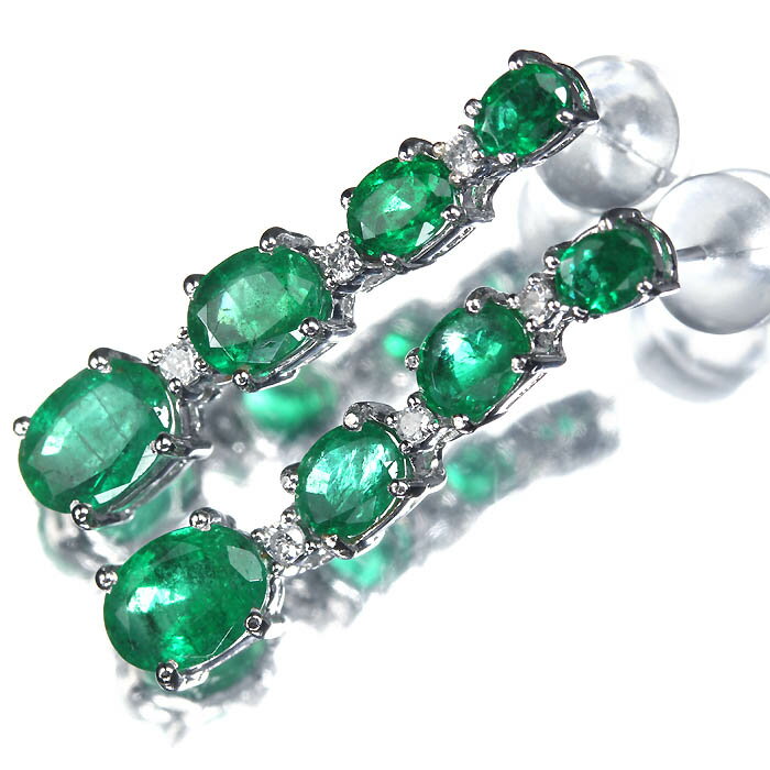 乐天商城 - ≪Emerald≫ Vivid Green 上質エメラルド 両耳 総計3.9ct 上質ダイヤモンド K18WG 超高級ピアス ダイヤ ジュエリー 宝石鑑別書付