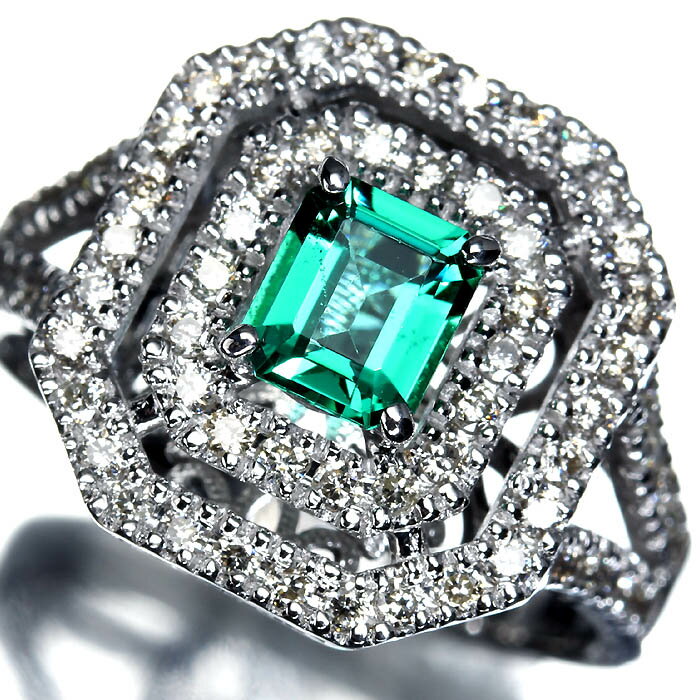 天然石　ノンオイルエメラルド　希少石　エメラルドリング Pt900 ノンオイルエメラルド ダイヤモンドリング EM 0.26ct D 0.23ct