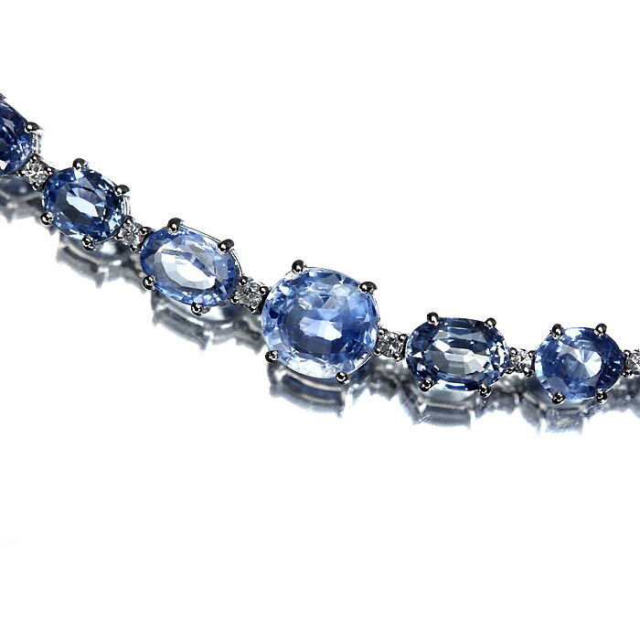 Rakuten - ≪DIAMOND≫ 上質非加熱サファイア 15.05ct! 上質ダイヤモンド 総計0.5ct K18WG 超高級 フルエタニティ ブレスレット ダイヤ ジュエリー 宝石鑑別書＆非加熱分析報告書付
