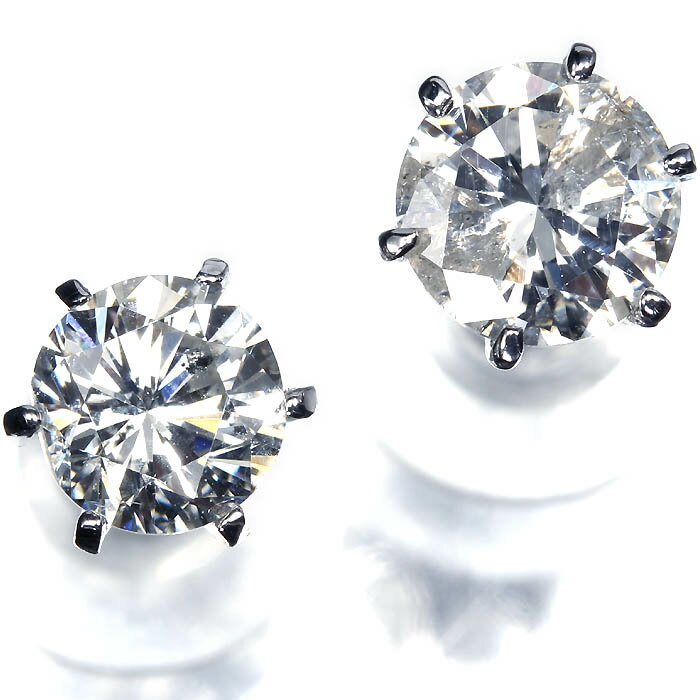 乐天商城 - ≪DIAMOND≫ 上質ダイヤモンド 特大 1.03ct / 1.00ct K18WG 超高級 一粒ダイヤ ピアス ジュエリー