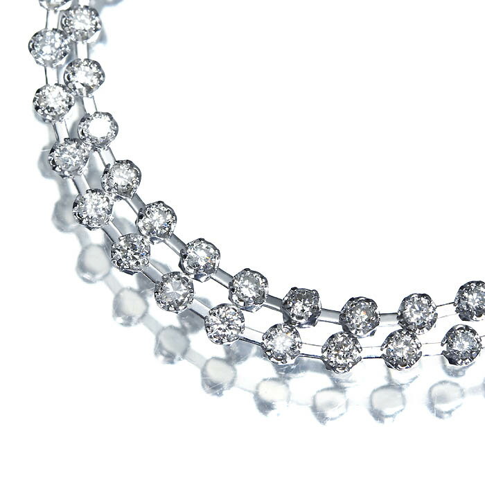 Rakuten - ≪DIAMOND≫ 豪華! 上質ダイヤモンド 総計2.03ct! Pt850 超高級 2連 テニス フルエタニティ ブレスレット 18.2cm ダイヤ ジュエリー