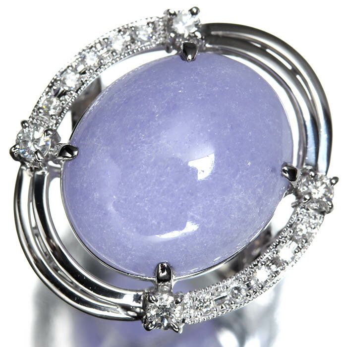 翡翠 - 《Jade》樹脂含浸なし 天然ラベンダー翡翠 特大11.41ct 上質ダイヤ K18WG 超高級リング 15.5号 ヒスイ リング 指輪 ソーティング付
