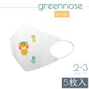 グリーンノーズ 子供 マスク GREENNOSE 子供マスク 1パック5枚+3枚マスクシール 2-3歳 グリーンノーズ マスク マスク 子供 ママスク 不織布 立体 子供用 マスク 立体 greennose マスク 保育園 幼稚園 男の子 女の子