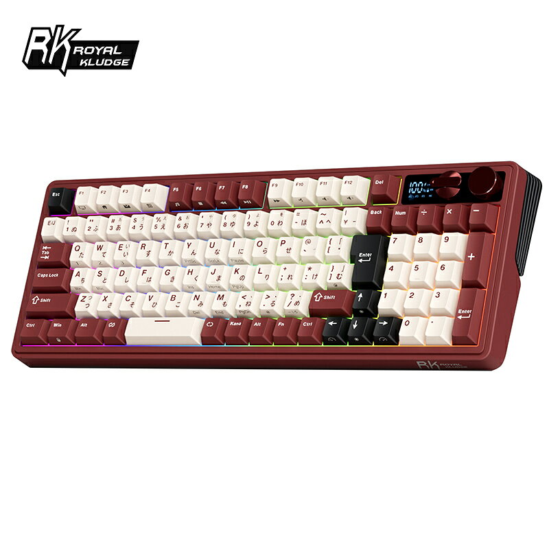 RK M100 ワイヤレス ゲーミングキーボード 日本語配列 RK ROYAL KLUDGE メカニカルキーボード テンキー付き 96%コンパクト LCDスマートディスプレイ & デュアルアルミノブ ガスケットマウント 3モード接続 Bluetooth 5.0/2.4GHz/USB-C 8000mAh ホットスワップ対応
