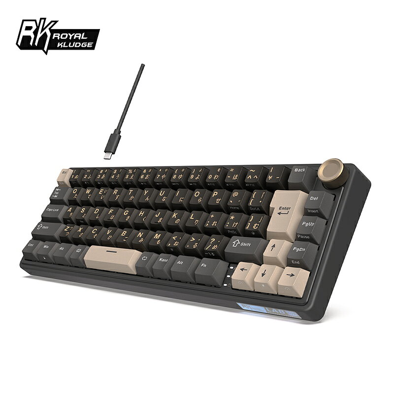 送料無料 RK ROYAL KLUDGE R65 ゲーミングキーボード 有線 日本語配列 メカニカルキーボード 60%コンパクトキーボード 70キー テンキーレス ホットスワップ可能 ボリュームノブ搭載 クリームスイッチ RGBバックライト PBTキーキャップ ガスケットマウント